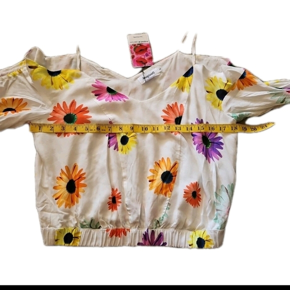 Desigual Womens Short Gathered Floral Blouse M - Picture 15 of 16